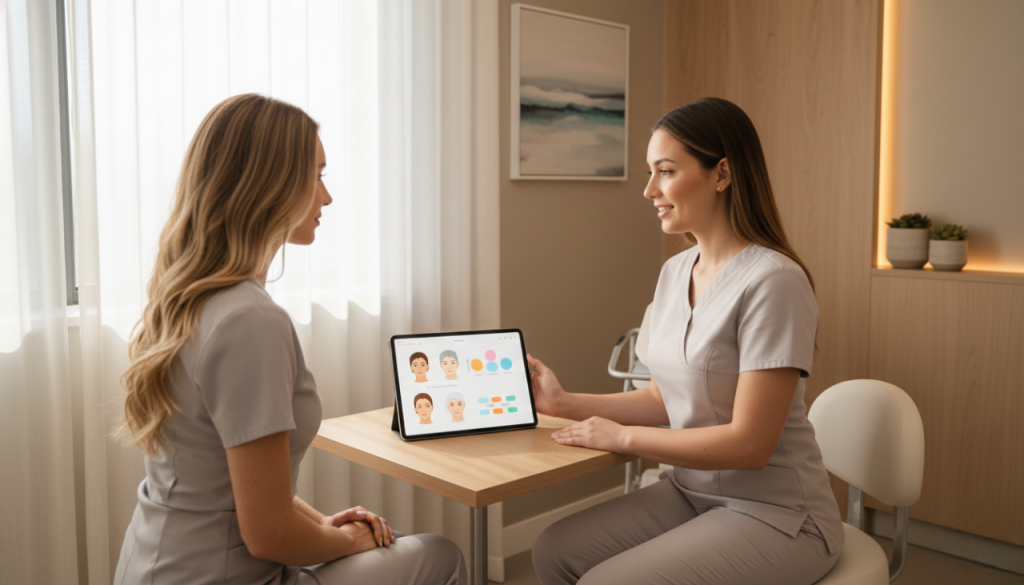 Consultation for non surgical skin tightening in Del Mar San Diego CA with a customized treatment plan.