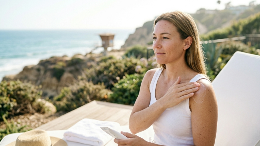 Applying sunscreen after Botox to protect skin and extend results in Del Mar CA