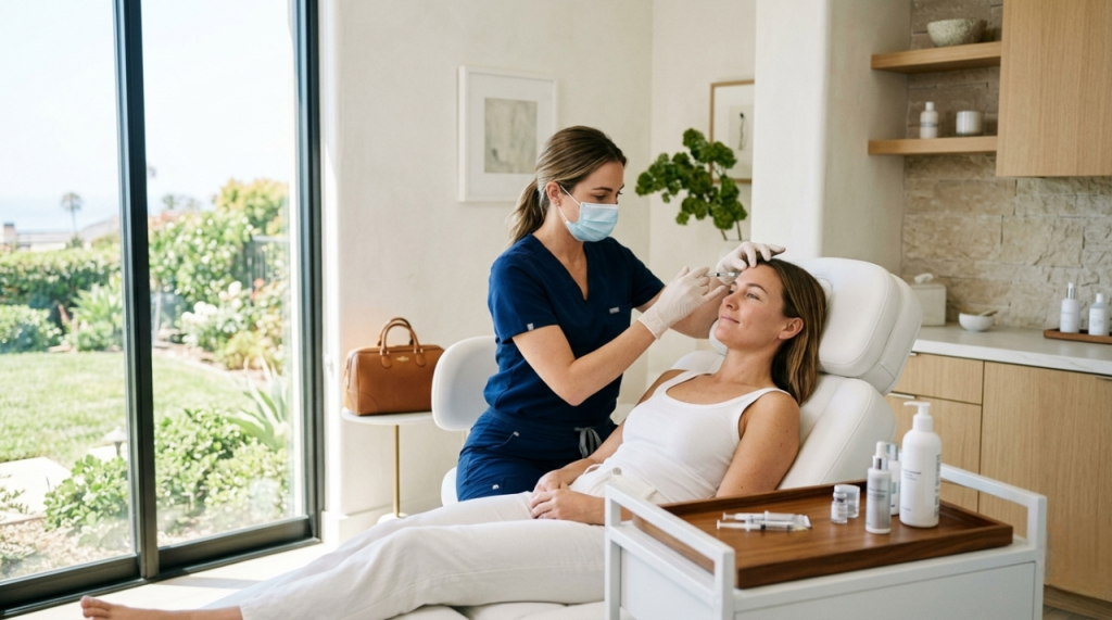 Botox aftercare treatment in a modern med spa setting in Del Mar CA