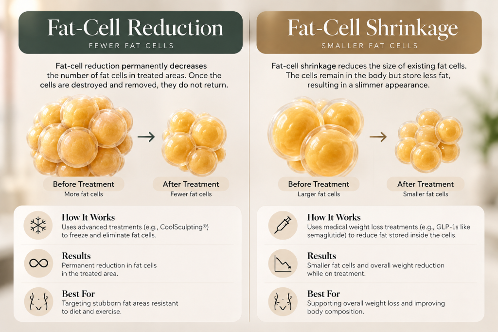 Infographic comparing CoolSculpting fat reduction to overall weight loss